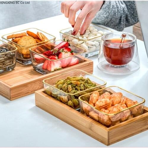 Dim Sum Divided Platter Glass Fruit Plate Modern Living Room Snack Plate Household Creative Snacks Candy Dried Fruit Plate