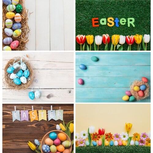SHENGYONGBAO Easter Eggs Background Art Fabric Flower Wood Floor Photography Backdrops For Photo Studio Props 210123TZY- 02