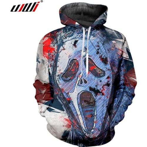 UJWI Halloween Mask Ghost 3D Golden Hoodie Jumpers Halloween Costumes Fall/winter Hoodies For Men/women Regular 5XL