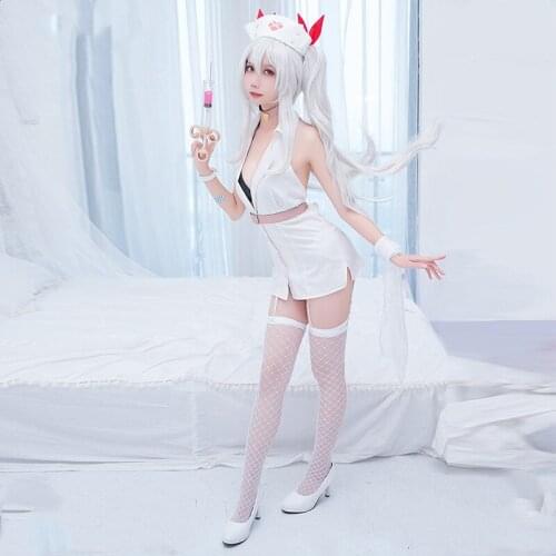 Azur Lane No.130 Vampire White Devil Cosplay Costume Uniform Outfit Nurse Dress Halloween Carnival Costumes for Women Full Set