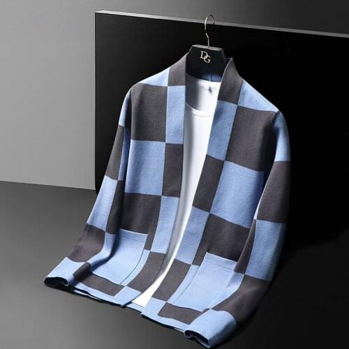 Top Grade New Autum Winter Brand Fashion Knitted Men Cardigan Sweater Black Korean Casual Coats Jacket Mens Clothing 2021