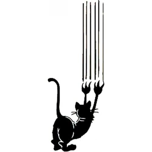 Funny and Cute Cat Scratch Stickers High Quality Car Window Decoration Personality Pvc Waterproof Decals Black/white, 20cm*7cm