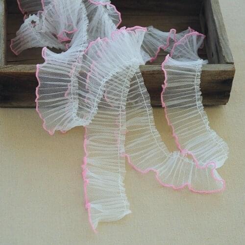 1M Pleated Tulle Lace Fabric Material 5cm Guipure Lace Trim Fabric DIY Sewing Trimmings And Embellishments Craft Supplies QY27