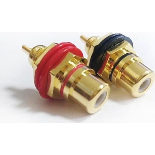 1 Pair Gold-plated RCA Power Amplifier Input and Output Terminals Black and Red RCA Chassis Connector 10MM 11MM
