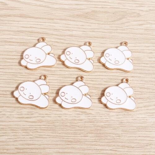 10pcs 22*22mm Animal Charms Cartoon Enamel Rabbit Charms Pendants for Making Necklaces Earrings Bracelets DIY Jewelry Findings