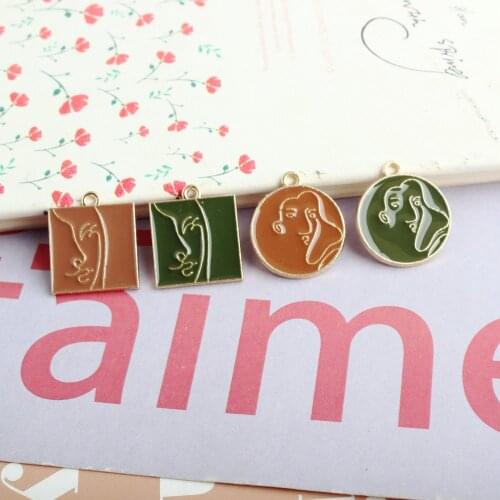 10pcs/lot Abstract Style Human Face Enamel Solid Color Charms Pendant For Necklace Bracelet Earring DIY Jewelry Findings XL1156
