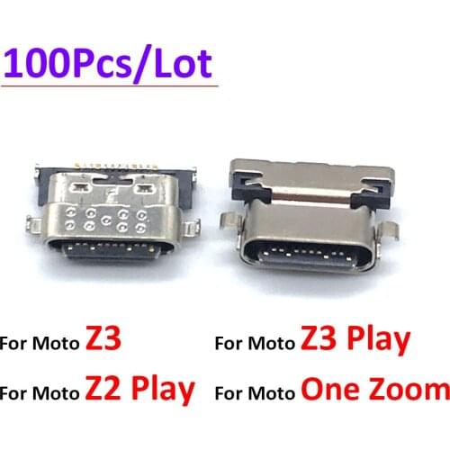 100Pcs/Lot, Micro USB Connector Charging Port Jack Plug Dock For Motorola Moto Z3 / Z3 Play / Z2 Play / One Zoom