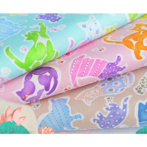 110x50cm Cat shadow play PrintingTaiwan Cotton Fabric printing DIY Childrens Wear Cloth Make Bedding Quilt Decoration Home