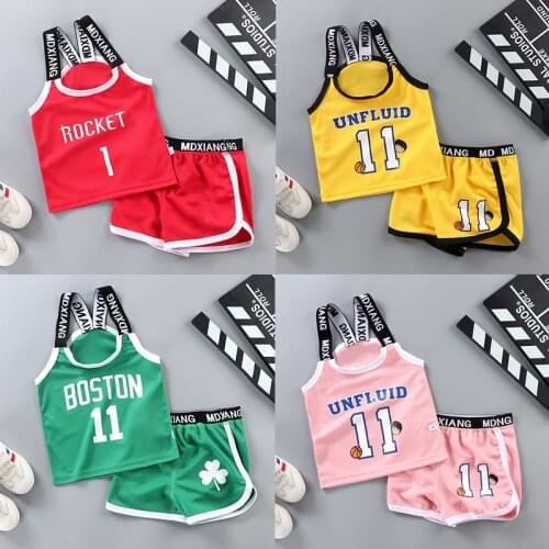 2021 Sport Baby Girls Clothing Sets Children Two Piece Sleveless Vest T-shirts + Shorts Pants Tracksuit Sports Basketball Summer