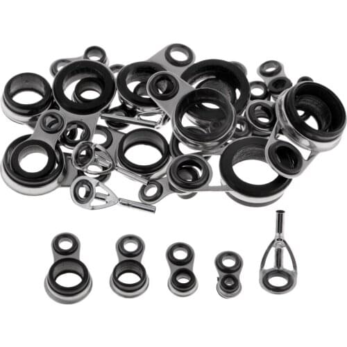 29pcs Fishing Rod Guides Tip Repair Kit Stainless Steel Ceramic Ring Rod Guides Replacement Fishing Rod Repair kit 29 Sizes