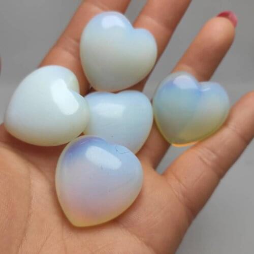 4pcs Natural Crystal Opal Carved Heart Shaped Stones Healing Chakra