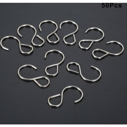 50 pcs S Shaped Metal Hooks Multipurpose Hanging Pot Pan Kitchen Storage Hanger Plants Jewelry Closet Clothing Home Organizer