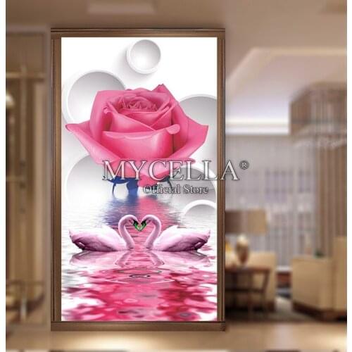 5D DIY Diamond Painting Swan Rose Cross Stitch Diamond Embroidery Full Round Rhinestone Needlework Mosaic Crafts Home Decor