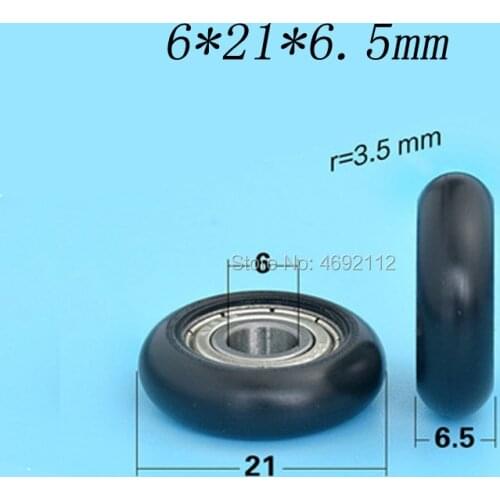 6*21*6.5mm 696zz bearing plastic coated pulley curved surface spherical POM acetal nylon wheel showcase drawer guide wheel