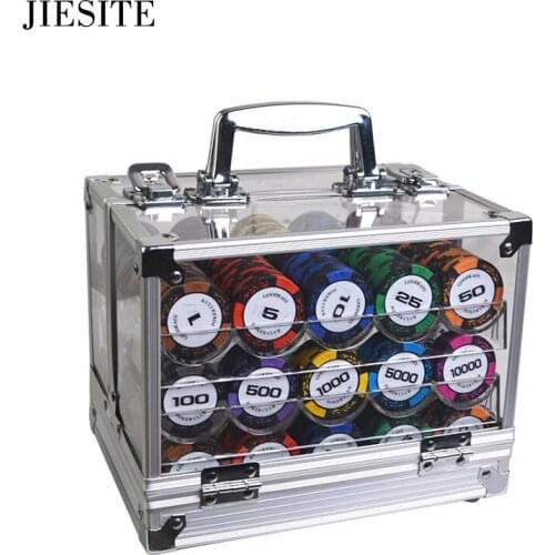 600/1000pcs/set Poker Chip Set Casino Clay Wheat High Qulaity Cheap Set with Acrylic BOX/Tray/Big Table Cloth