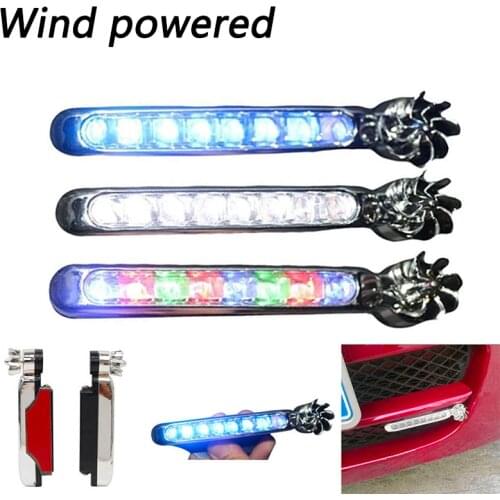 Wind Powered Car LED DayTime Running Light Auxiliary Lighting Rotation Fan Lamp Automobile Day Time Headlight