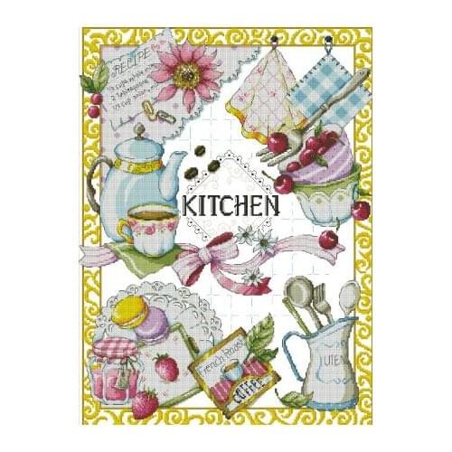 Free Delivery Top Quality Lovely Counted Cross Stitch Kit Kitchen Teapot Teacup Bowl Porcelain Chinaware SO