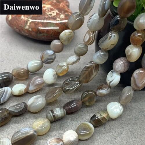 Grey Banded Botswana Agate Beads Natural Stone Loose Irregular Gravel Shape DIY