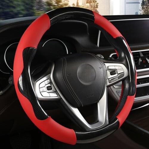 Camouflage Pattern Steering Wheel Cover Carbon Fiber Leather Steering Cover Suitable for 37-38cm Car Wheel Cover