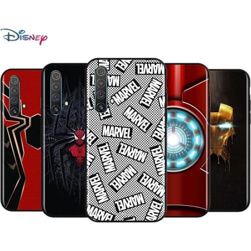 Black Soft Marvel Iron Spider man For Realme 7i Global C2 C3 C11 C12 C15 C17 X2 X3 Superzoom X50 XT Q2 Q2i Pro 5G Phone Case
