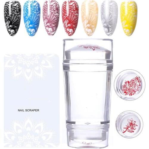 Pure Clear Jelly Silicone Nail Stamper Scraper for Nail Art Templates Nail Art Stamp Polish Print Transfer Printing Tools