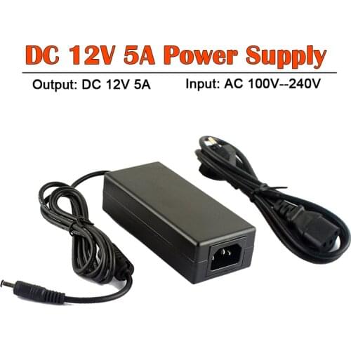 DC 12V 5A Power Supply Adapter For CCTV Security Analog AHD TVI CVI Camera DVR Systems/ Fill Light Adapter Power