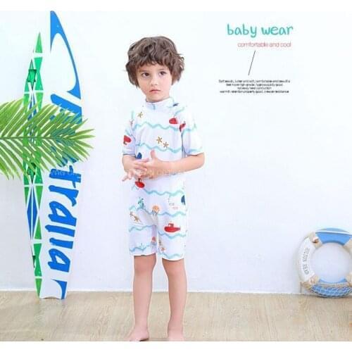 Baby kids Boy Swimsuit Fashion Swimming Bathing Romper+Cap 2Pcs Children Boy Clothes Cartoon High Quality Child Boys Outfits