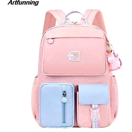 Artfunning Children school bag for teenagers girls Childrens waterproof backpacks kids fashion shoulder strap schoolbags