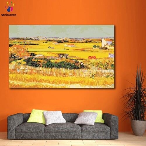 DIY colorings pictures by numbers with colors Vincent Willem van Gogh Harvest picture drawing painting by numbers framed Home