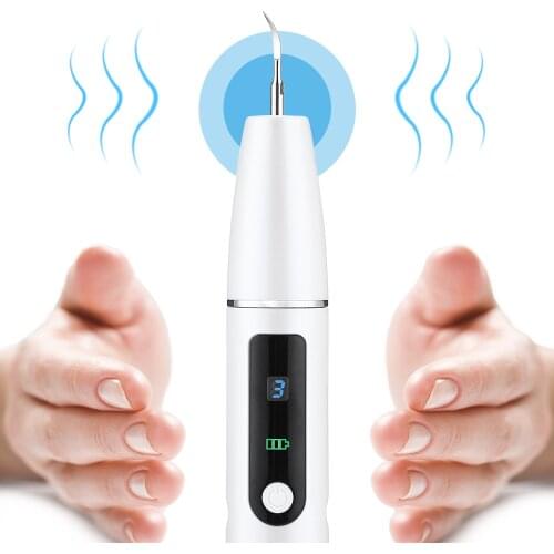 Electric Ultrasonic Dental Calculus Remover LED Display 3 Modes Rechargeable High Frequency Vibration Dental Plaque Tartar