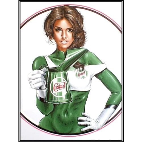 Motor Oil Sexy Pin Up Girl Metal Tin Sign Wall Plaque Garage Shop Metal Poster Market Iron Plate