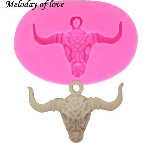 Bull Head Shape Cake Decorating tool Fondant silicone mold Halloween Animal Cookie Baking Molds DY0030