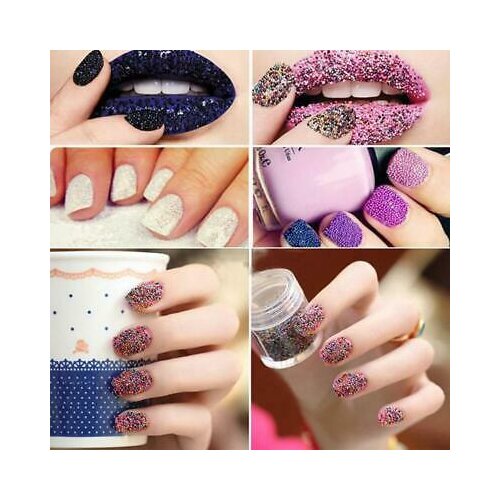 Photo of colored glass caviar, one of the usage way is for nail art