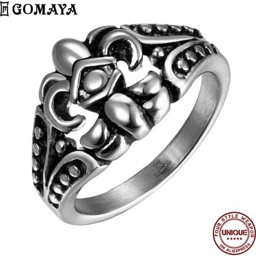 GOAMYA 316L Stainless Steel Ring Gothic Rock Punk Vintage Rings For Women And Men Personality Trendy Party Jewelry Gift 2021