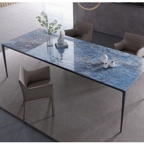 Italian minimalist imported rock plate dining table Simple modern luxury home dining table Blue seven-star stone marble