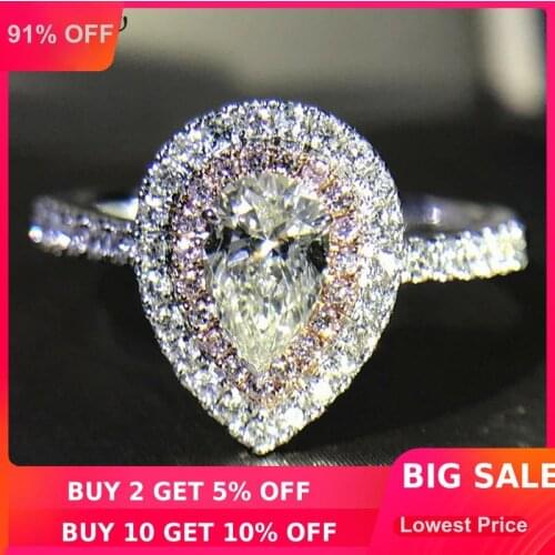 Choucong Charm 100% 925 sterling Silver Water Drop Promise Ring AAAAA cz anniversary Wedding Band Rings For Women Jewelry Gift