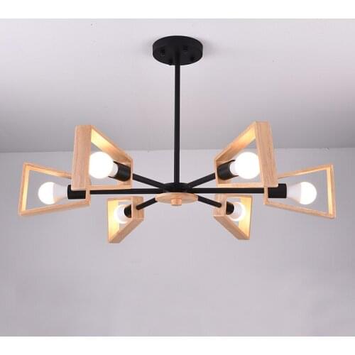 Nordic living room chandelier room lamp bedroom lamp personality creative solid wood dining room chandelier lustre de cristal