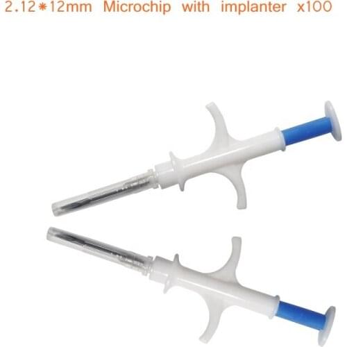 134.2Khz chip implants in pets for identification Glass Transponder 2*12mm Animal Id dogs microchip with syringe needle Set X100