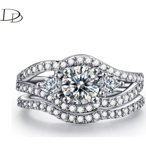 DODO Gorgeous AAA Zircon Ring Sets For Women 2Pcs Couple Rings Vintage silvery Anel Fashion Jewelry Wedding Accessories Dd168