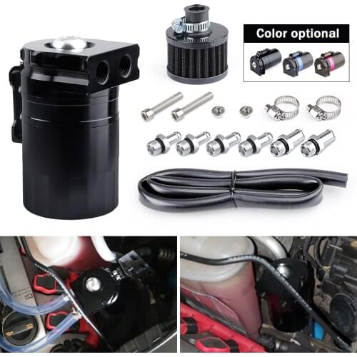 250ml Oil Catch Can Kit Car Universal Baffled Aluminum Oil Reservoir Fuel Catch Tank With Air Filter Red Black Blue