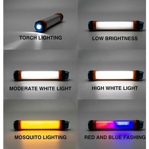 Outdoor Lighting IP68 LED Camping Lamp with Magnet Tent Lamp USB Chargeable Emergency Power Lamp 6 Mode