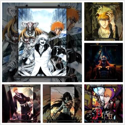 Wall Art Plastic Scroll Bleach Kurosaki Ichigo Anime Manga Hanging Paintings Canvas Poster Picture Print Home Decor Kids Room