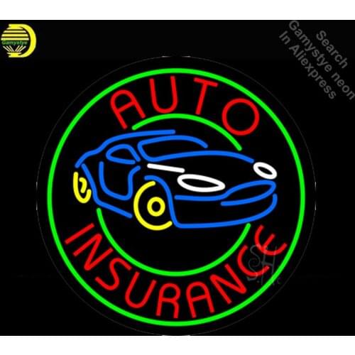 NEON SIGN For Round Auto Insurance Car neon Light Sign Advertise Window Hotel Neon signs for sale neon lights for sale Lamps