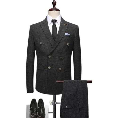 Latest Coat Pant Designs Double Breasted Men Suit Slim Fit Fashion Wedding Suits for Men Prom Groom Tuxedo Jacket with Pants Set