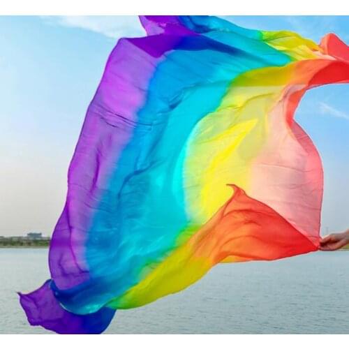 New Arrivals Belly Dance Silk Veil for Women 250*114cm Rainbow Color