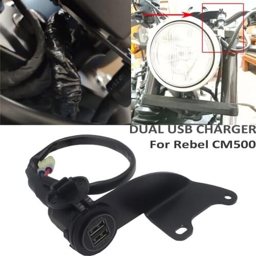 Motorcycle For Honda Rebel CM500 CM 500 Dual USB Charger Cigarette Lighter Adapter Phone Charger Double USB Port W/ LED Light
