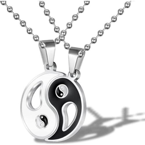 Stainless Steel Yin Yang Eight Trigrams Pendant Link Chain Necklace Classic Style Jewelry