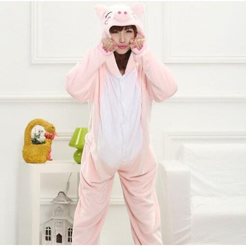 Winter Flannel Family Mother Father Kids Female Pig Animal pajamas Girl Boy pajamas Woman Hooded Home Clothing Kigurimi