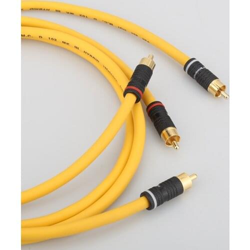 Pair Hifi Audio D102 MK III Silver Plated Rca interconnect Cable with Gold Plated RCA Plug