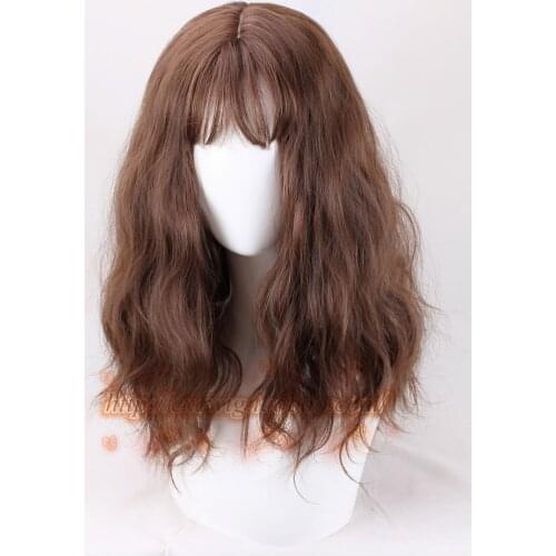 Movie Hermione Jean Granger Brown Wavy Curly Synthetic Hair Cosplay Costume Wigs + Wig Cap